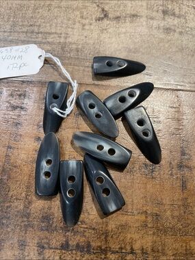 Black Two-Hole Horn-Style Buttons - Pack of 9